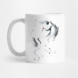 Watercolor Japanese Cranes - Paint Drip Art Mug